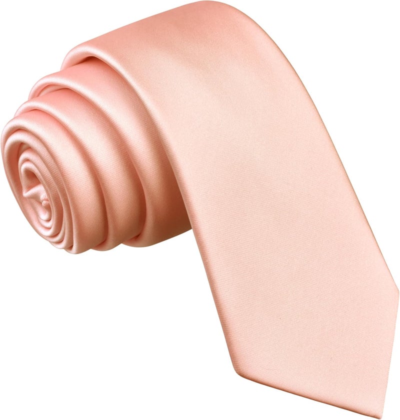 Branduce 2.4"（6cm） Mens Solid Skinny Satin Tie Pure Color Slim Necktie for Business and Wedding - Image 1